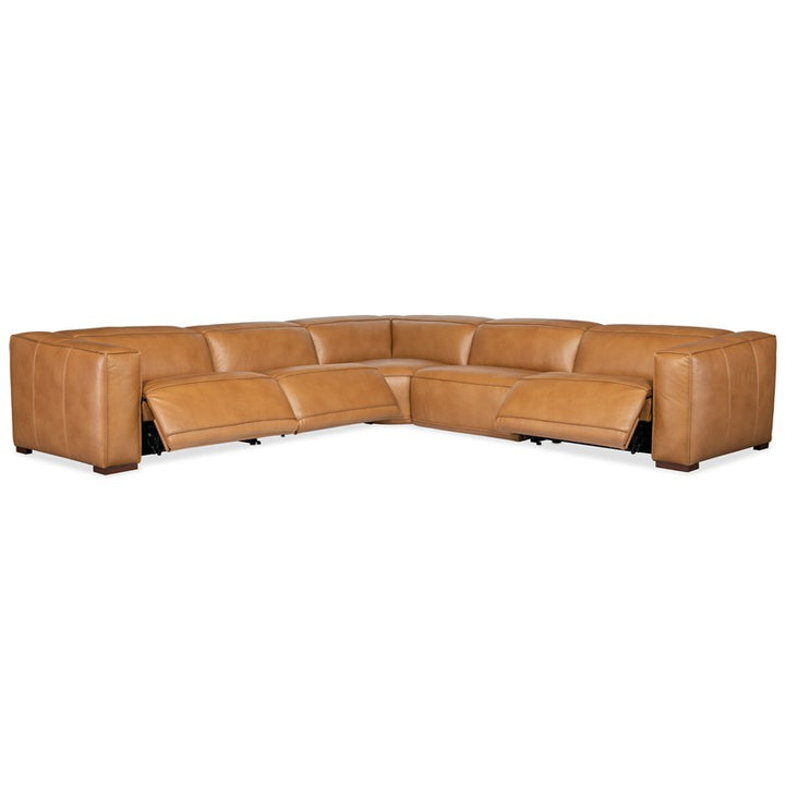 MS - Fresco 5 Seat Sectional 3-Power - Light Brown