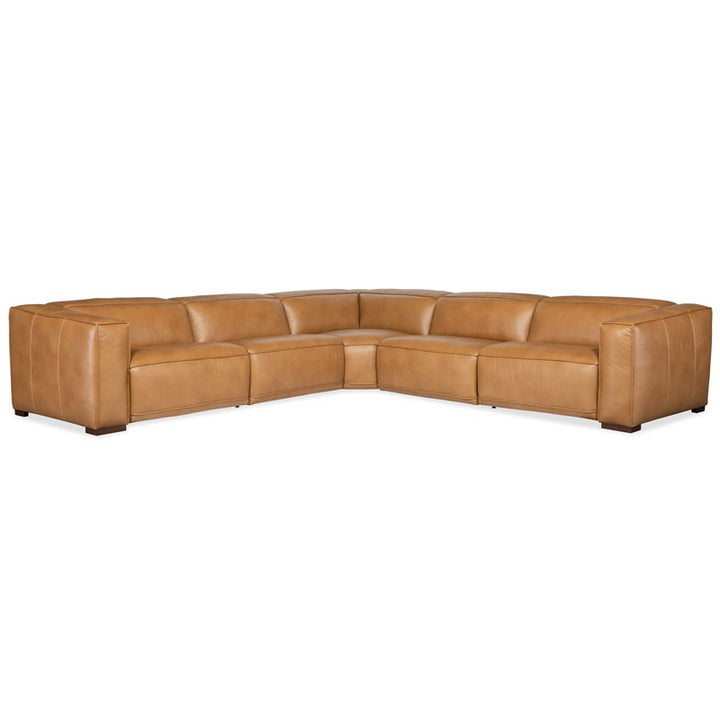 MS - Fresco 5 Seat Sectional 4-Power - Light Brown