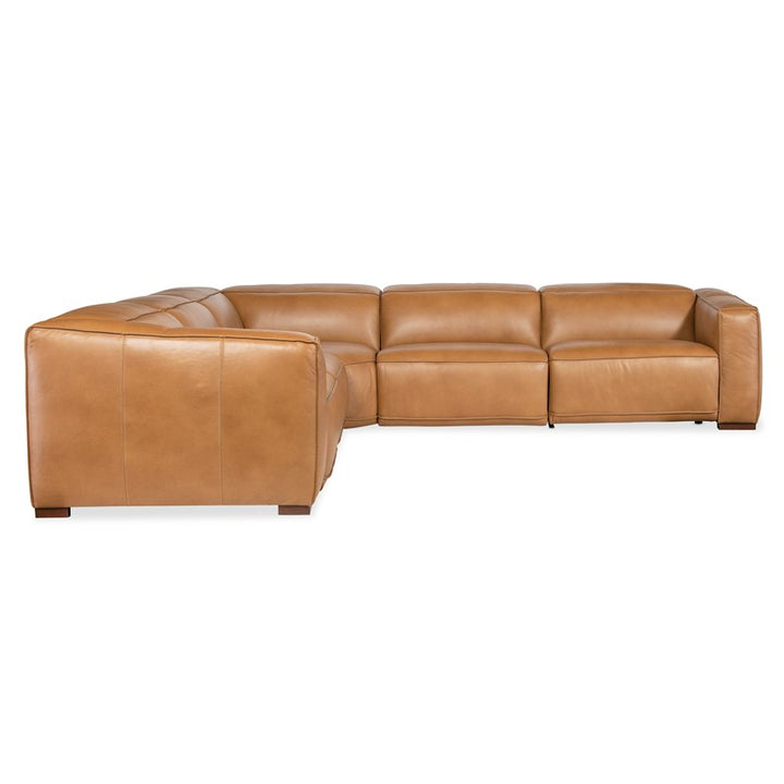 MS - Fresco 5 Seat Sectional 4-Power - Light Brown