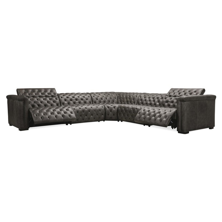 MS - Savion Grandier 5-Piece Sectional With 2 Power Recline Power Headrest