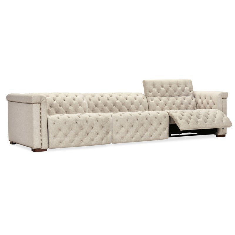 SS - Savion Deux 3 Seat Sofa With Two Power Recliners And Three Power Headrests - Beige