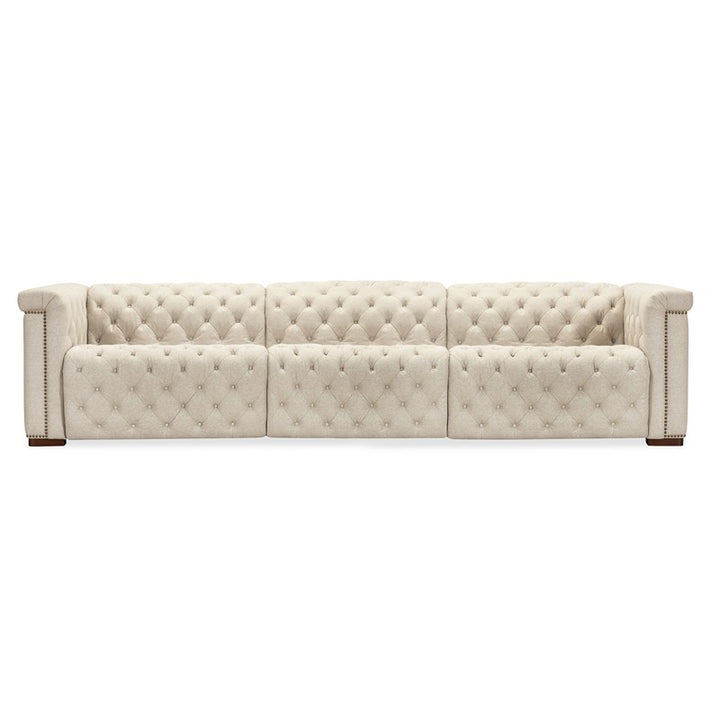 SS - Savion Deux 3 Seat Sofa With Two Power Recliners And Three Power Headrests - Beige