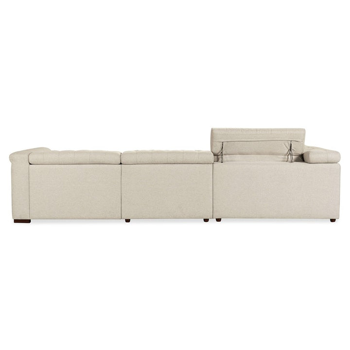 SS - Savion Deux 5 Seat Sectional With Three Power Recliners And Six Power Headrests - Beige