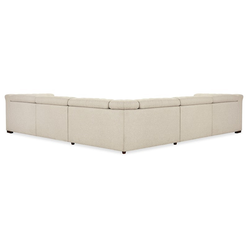 SS - Savion Deux 5 Seat Sectional With Three Power Recliners And Six Power Headrests - Beige