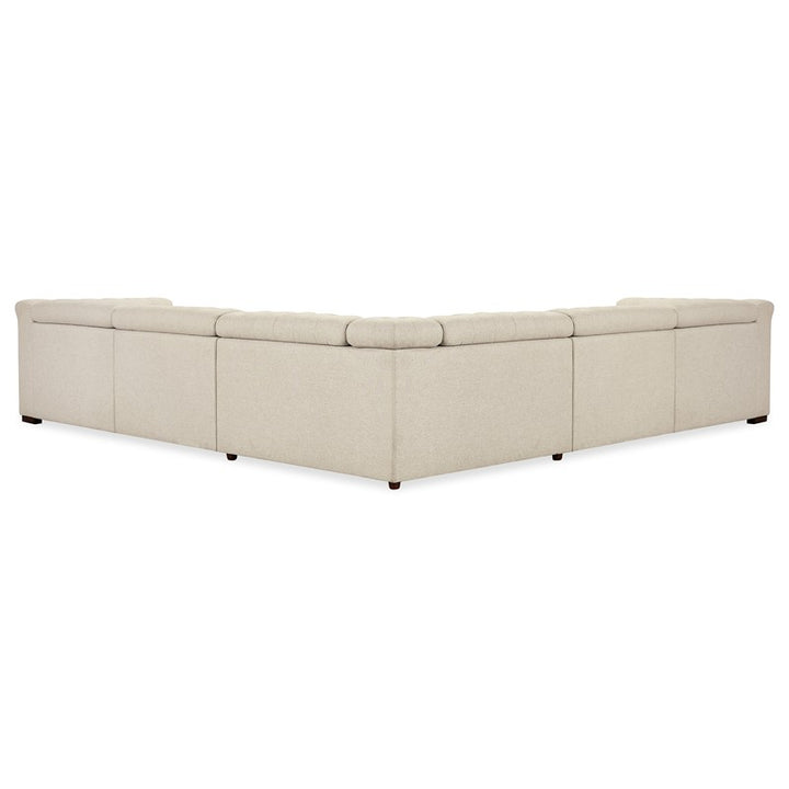 SS - Savion Deux 5 Seat Sectional With Three Power Recliners And Six Power Headrests - Beige