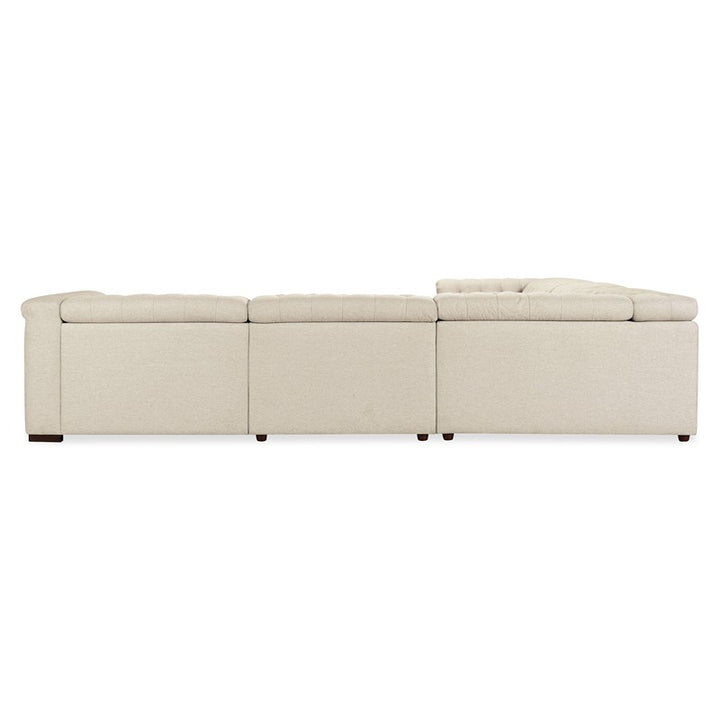 SS - Savion Deux 5 Seat Sectional With Three Power Recliners And Six Power Headrests - Beige