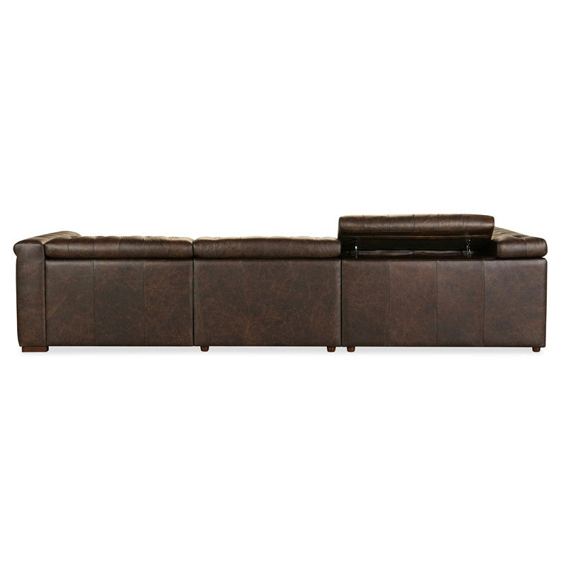 SS - Savion Deux 5 Seat Sectional With Four Power Recliners And Six Power Headrests - Dark Brown