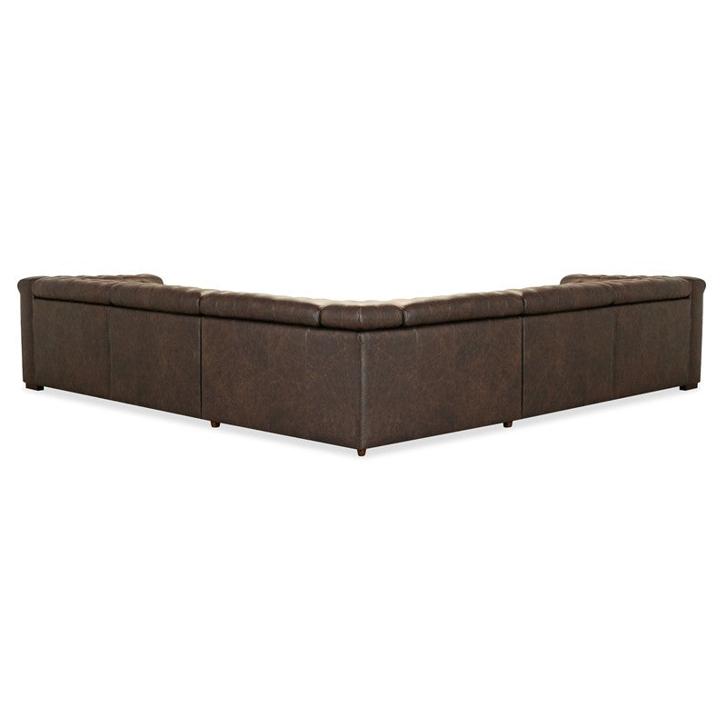 SS - Savion Deux 5 Seat Sectional With Four Power Recliners And Six Power Headrests - Dark Brown