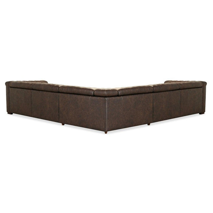 SS - Savion Deux 5 Seat Sectional With Four Power Recliners And Six Power Headrests - Dark Brown
