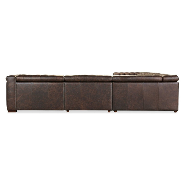 SS - Savion Deux 5 Seat Sectional With Four Power Recliners And Six Power Headrests - Dark Brown