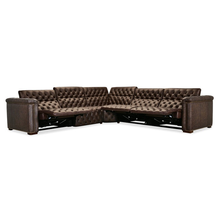 SS - Savion Deux 5 Seat Sectional With Four Power Recliners And Six Power Headrests - Dark Brown