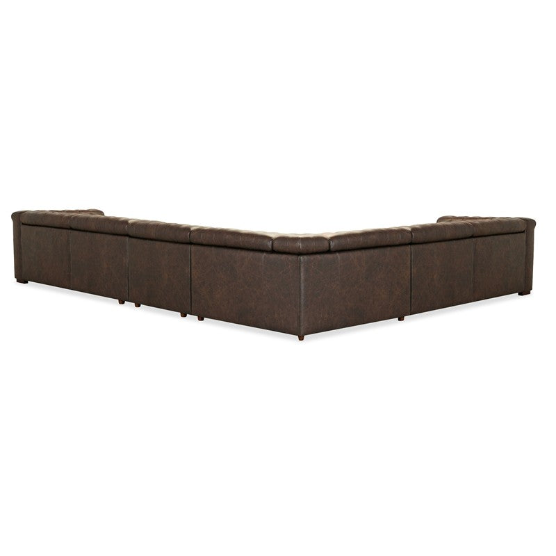 SS - Savion Deux 6 Seat Sectional With Three Power Recliners And Seven Power Headrests - Dark Brown