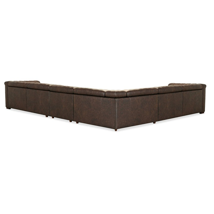 SS - Savion Deux 6 Seat Sectional With Three Power Recliners And Seven Power Headrests - Dark Brown