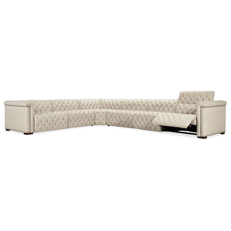 SS - Savion Deux 6 Seat Sectional With Three Power Recliners And Seven Power Headrests - Beige