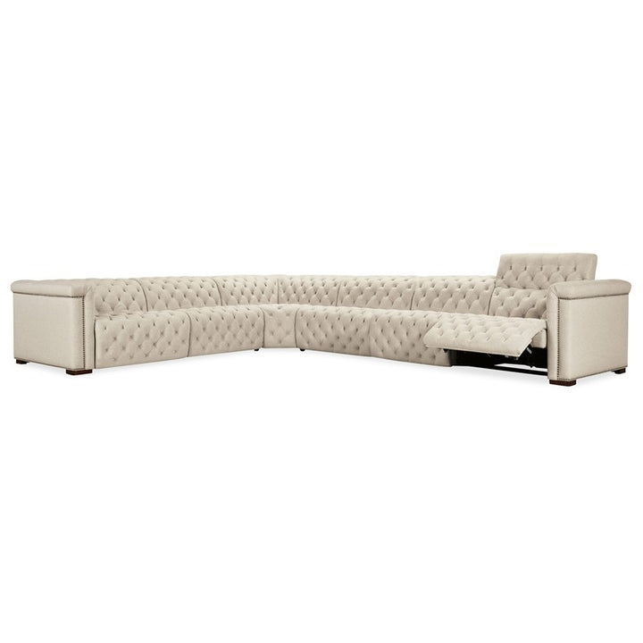 SS - Savion Deux 6 Seat Sectional With Three Power Recliners And Seven Power Headrests - Beige