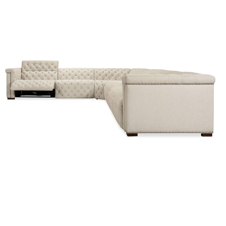SS - Savion Deux 6 Seat Sectional With Three Power Recliners And Seven Power Headrests - Beige