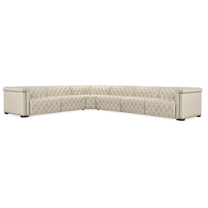 SS - Savion Deux 6 Seat Sectional With Three Power Recliners And Seven Power Headrests - Beige