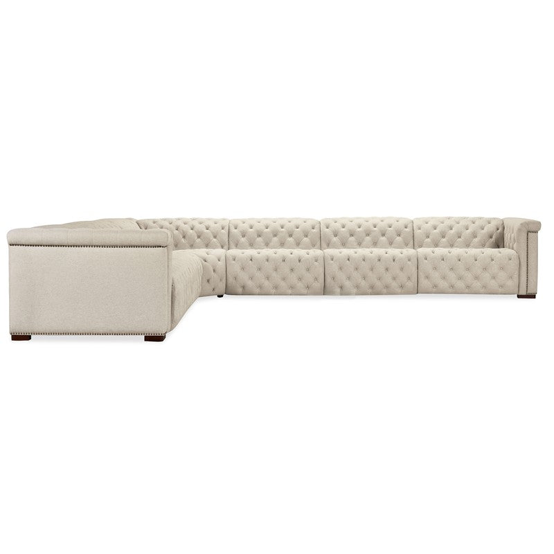 SS - Savion Deux 6 Seat Sectional With Three Power Recliners And Seven Power Headrests - Beige