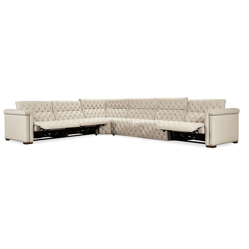 SS - Savion Deux 6 Seat Sectional With Three Power Recliners And Seven Power Headrests - Beige