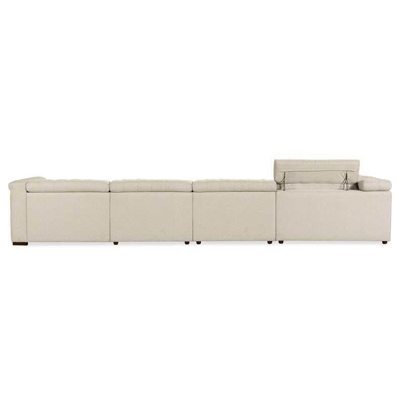 SS - Savion Deux 6 Seat Sectional With Three Power Recliners And Seven Power Headrests - Beige