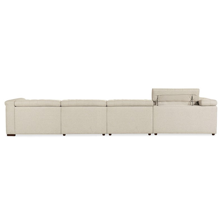 SS - Savion Deux 6 Seat Sectional With Three Power Recliners And Seven Power Headrests - Beige