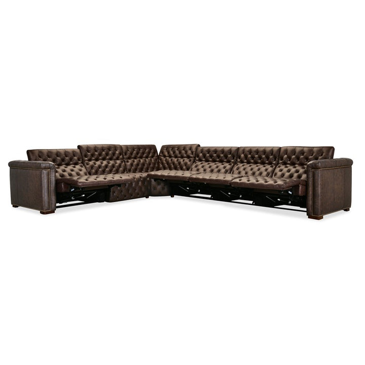 SS - Savion Deux 6 Seat Sectional With Four Power Recliners And Seven Power Headrests - Dark Brown