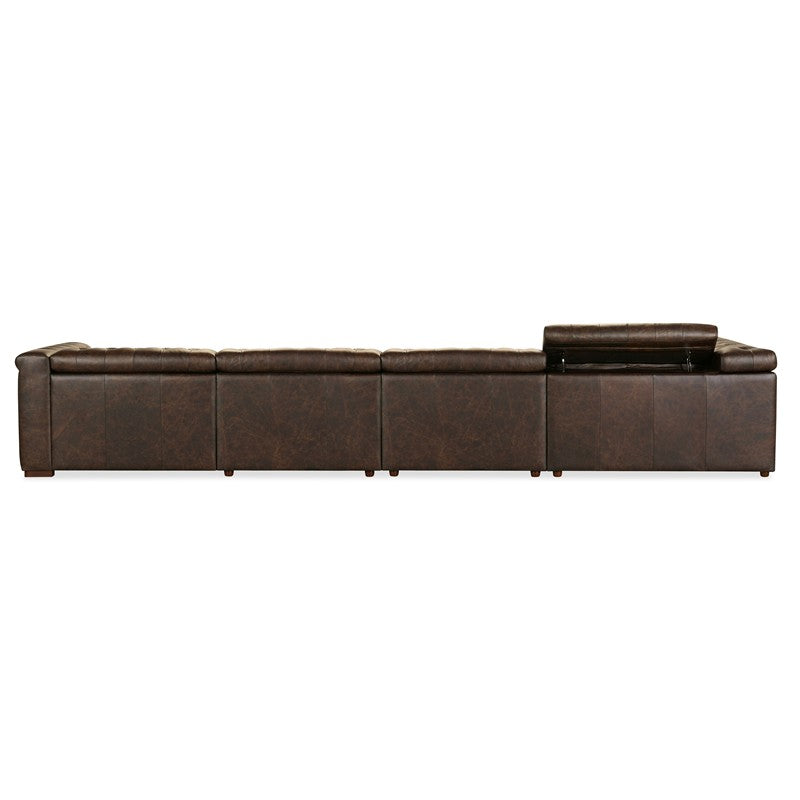 SS - Savion Deux 6 Seat Sectional With Four Power Recliners And Seven Power Headrests - Dark Brown