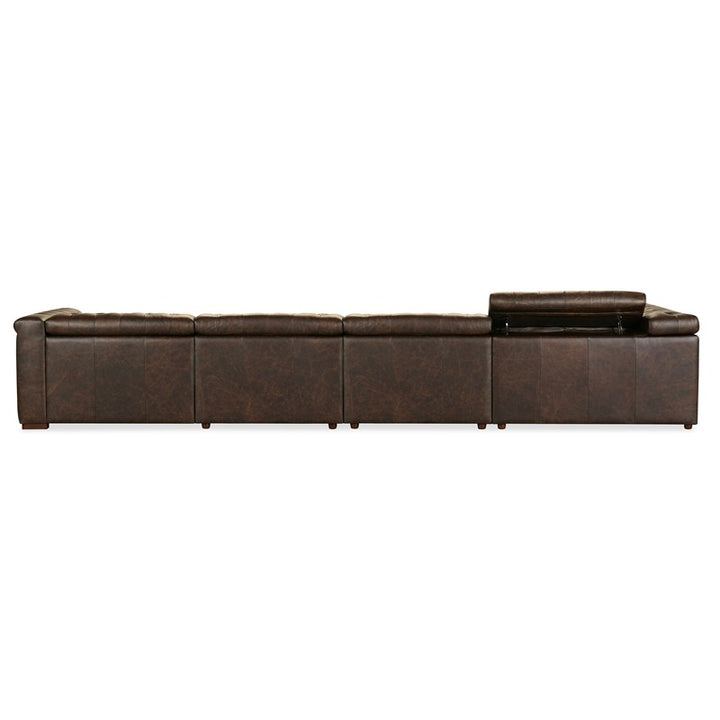 SS - Savion Deux 6 Seat Sectional With Four Power Recliners And Seven Power Headrests - Dark Brown