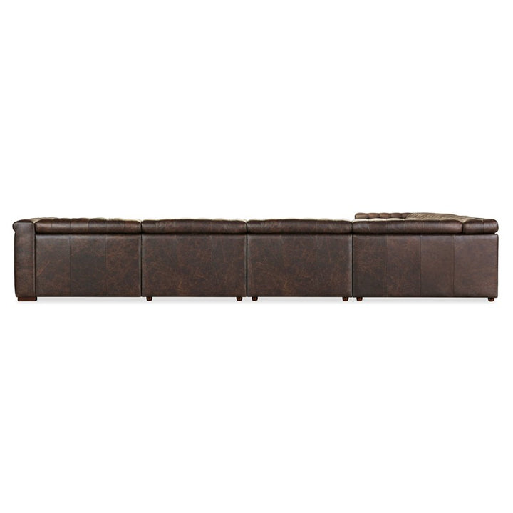 SS - Savion Deux 6 Seat Sectional With Four Power Recliners And Seven Power Headrests - Dark Brown