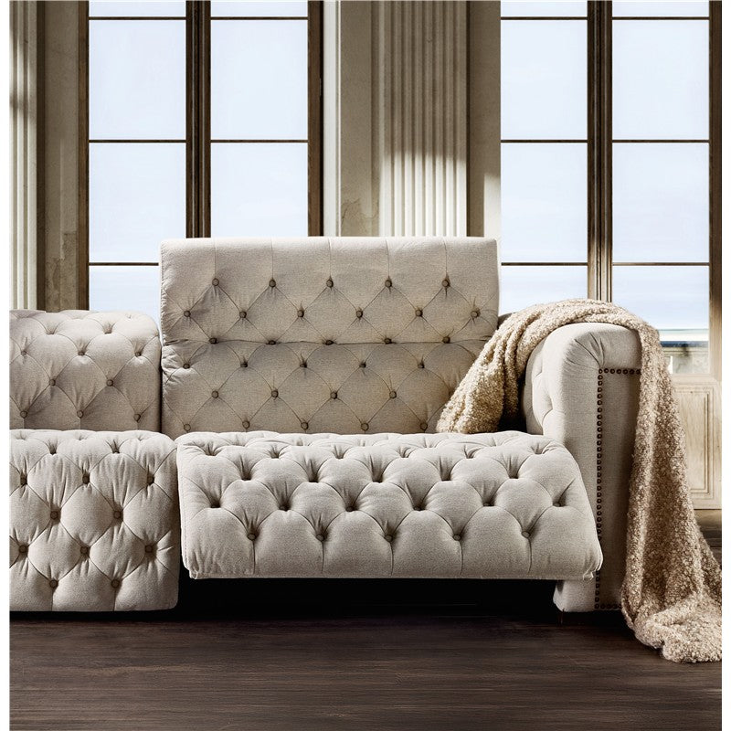 SS - Savion Deux Sofa With Power Recliners And Power Headrests - Beige