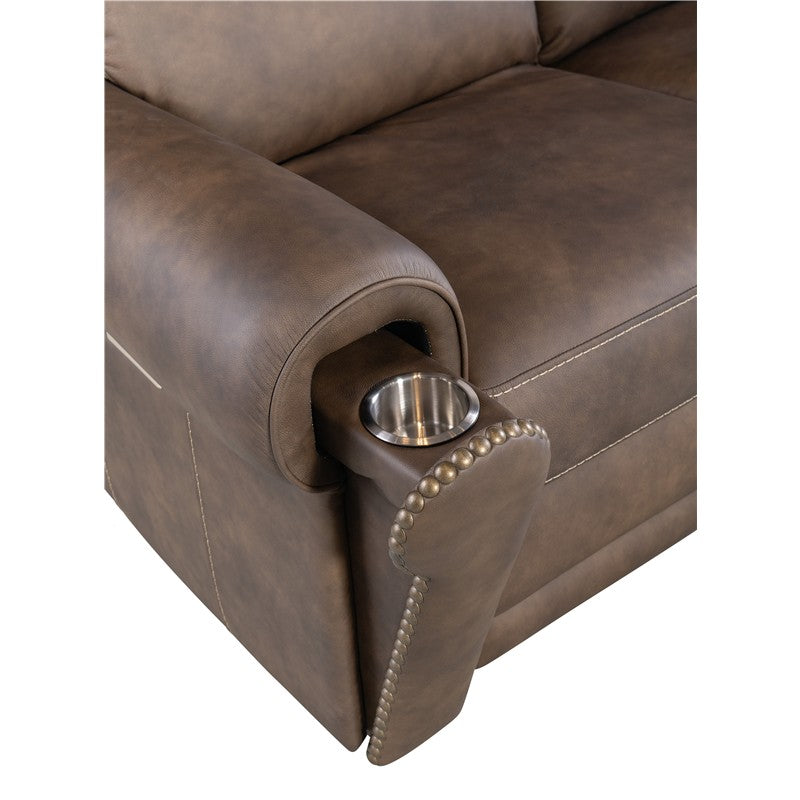 SS - Duncan Power Sofa With Power Headrest & Lumbar - Dark Brown