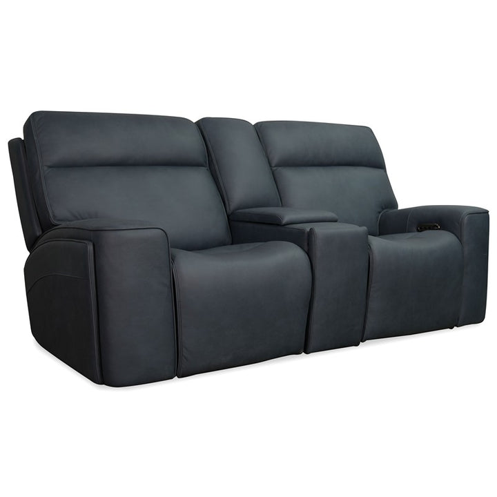 Riverton - Power Gliding Console Loveseat With Power Headrest And Lumbar - Black