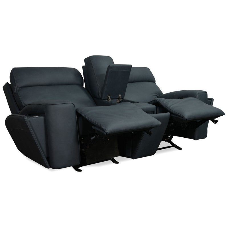 Riverton - Power Gliding Console Loveseat With Power Headrest And Lumbar - Black