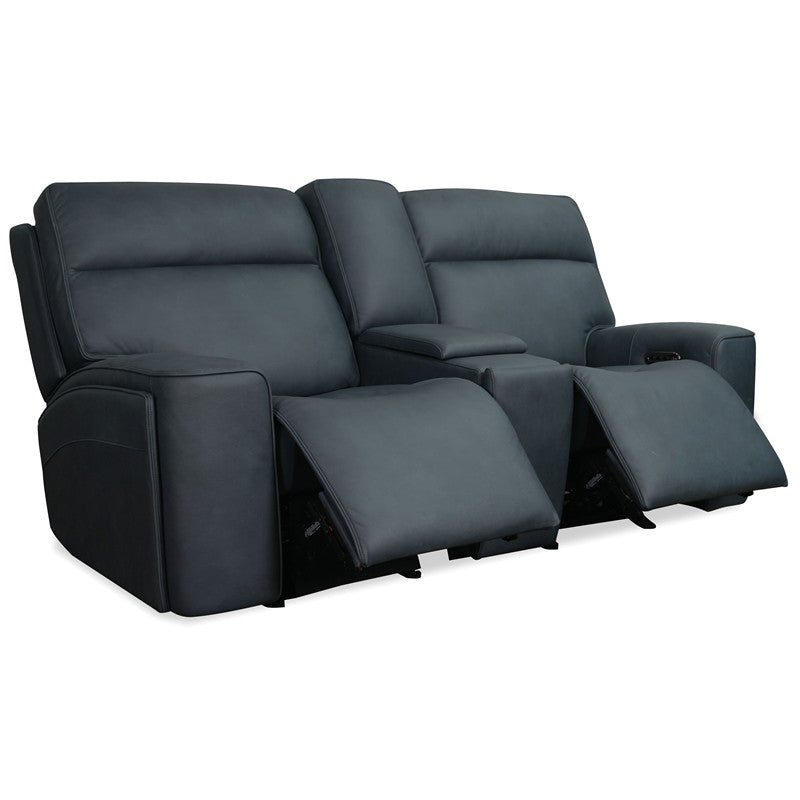 Riverton - Power Gliding Console Loveseat With Power Headrest And Lumbar - Black
