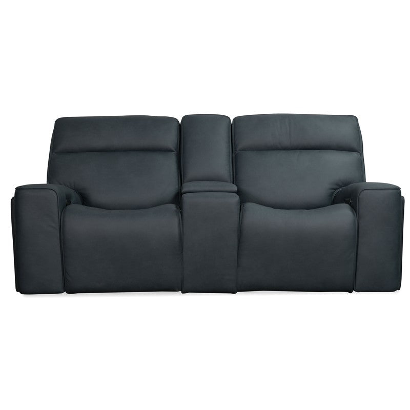Riverton - Power Gliding Console Loveseat With Power Headrest And Lumbar - Black
