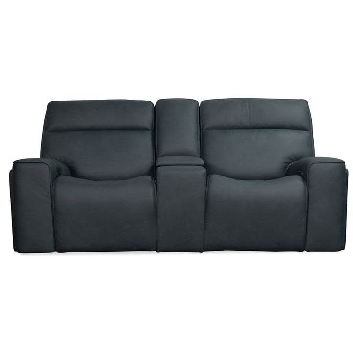 Riverton - Power Gliding Console Loveseat With Power Headrest And Lumbar - Black