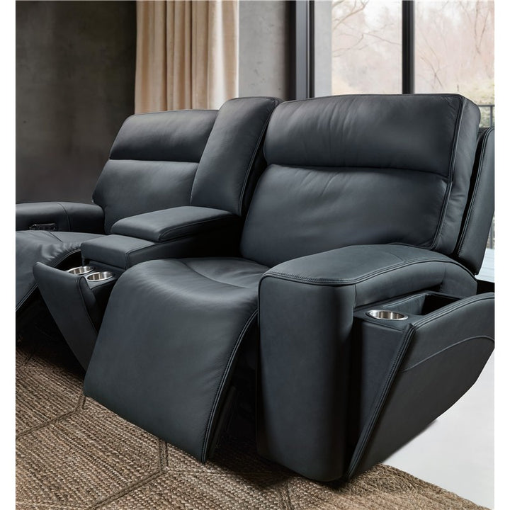 Riverton - Power Gliding Console Loveseat With Power Headrest And Lumbar - Black