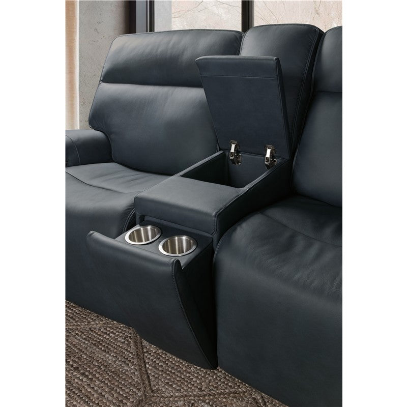 Riverton - Power Gliding Console Loveseat With Power Headrest And Lumbar - Black