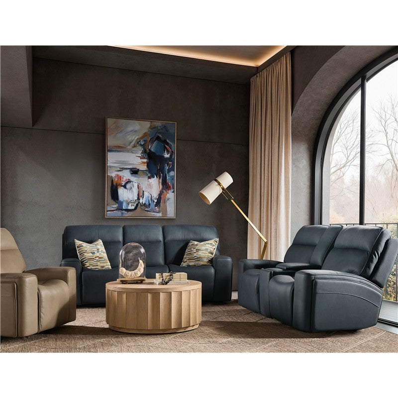 Riverton - Power Gliding Console Loveseat With Power Headrest And Lumbar - Black