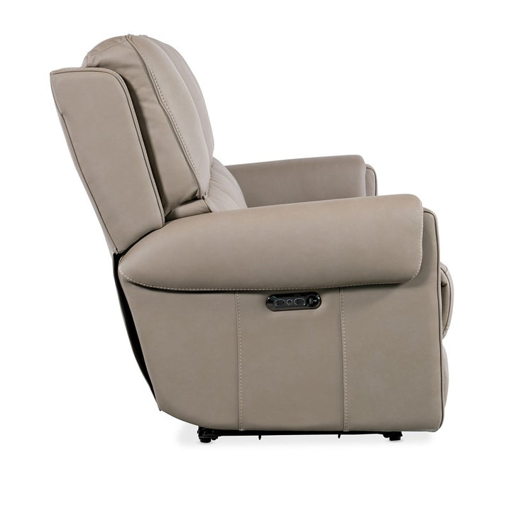 SS - Somers Power Sofa With Power Headrest - Pearl Silver