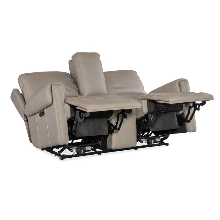 SS - Somers Power Console Loveseat With Power Headrest - Pearl Silver