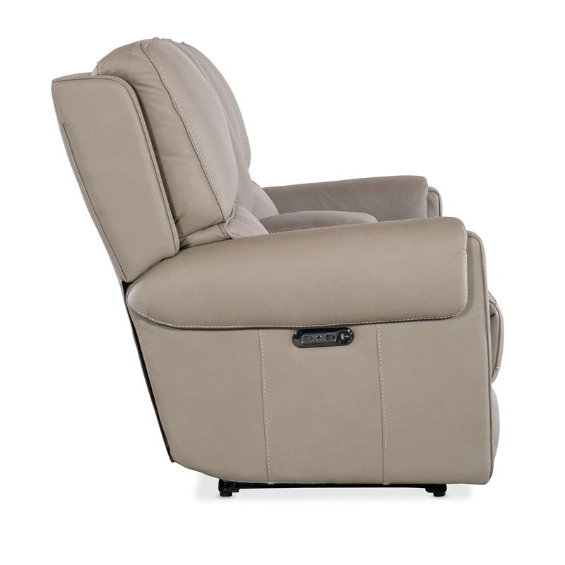 SS - Somers Power Console Loveseat With Power Headrest - Pearl Silver