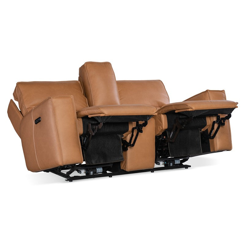 MS - Miles Zero Gravity Power Console Loveseat With Power Headrest - Light Brown