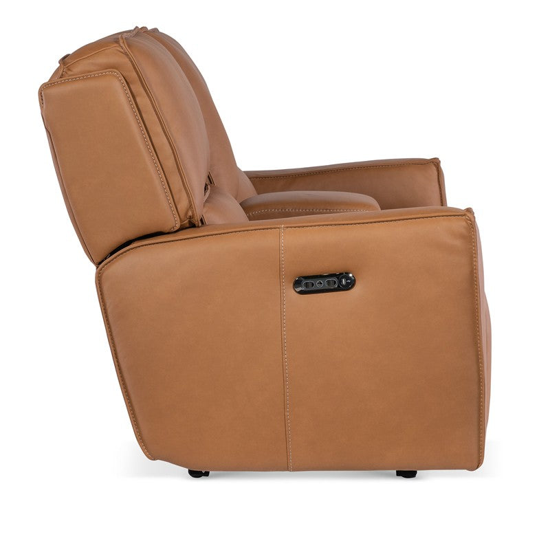 MS - Miles Zero Gravity Power Console Loveseat With Power Headrest - Light Brown