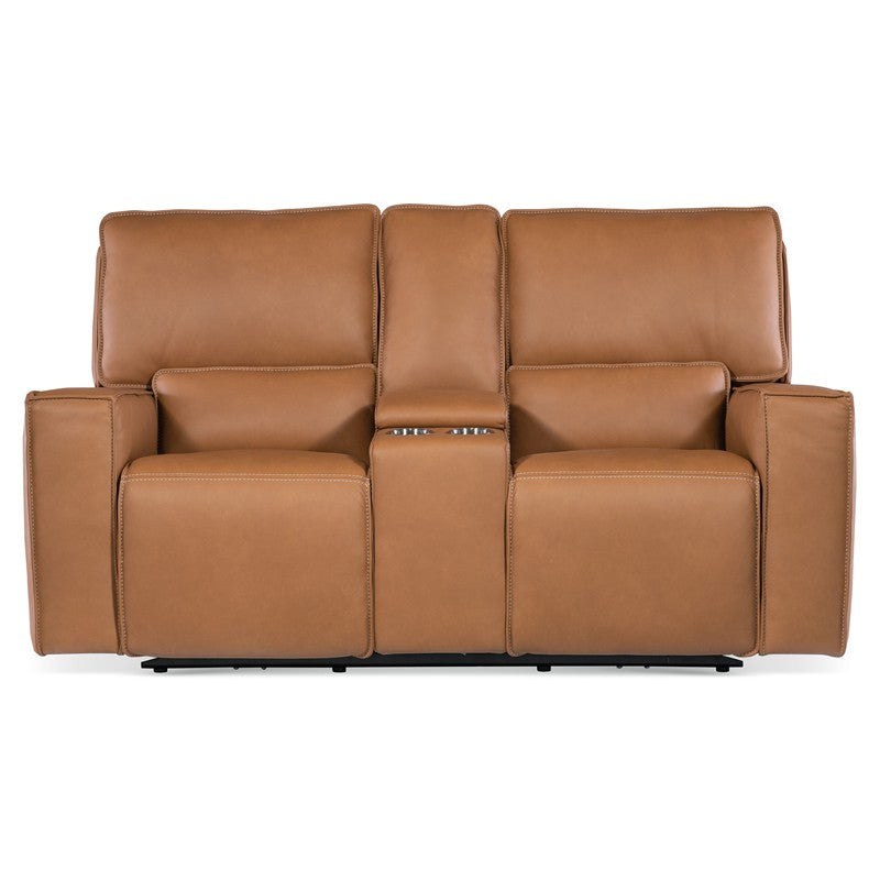 MS - Miles Zero Gravity Power Console Loveseat With Power Headrest - Light Brown