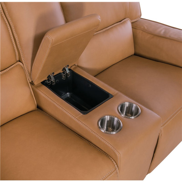 MS - Miles Zero Gravity Power Console Loveseat With Power Headrest - Light Brown