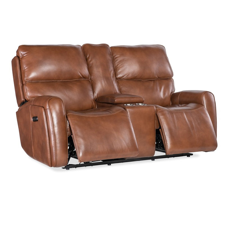 MS - Crosby Zero Gravity Power Console Loveseat With Power Headrest - Brown