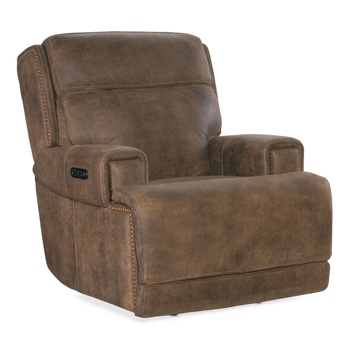MS - Wheeler Power Recliner With Power Headrest - Dark Brown