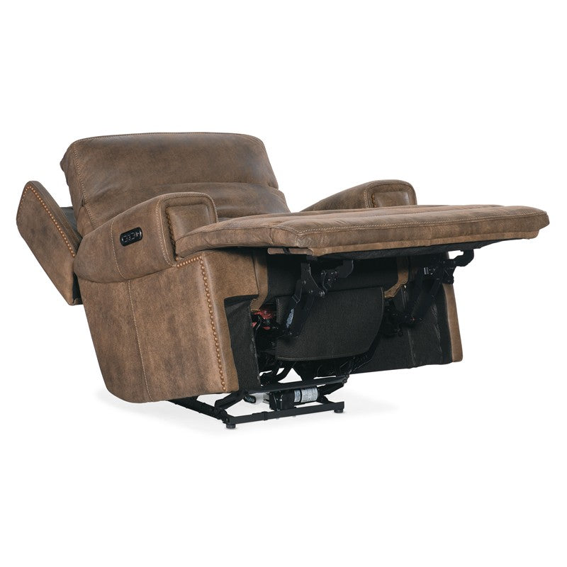MS - Wheeler Power Recliner With Power Headrest - Dark Brown