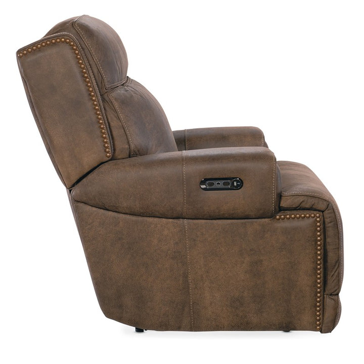 MS - Wheeler Power Recliner With Power Headrest - Dark Brown